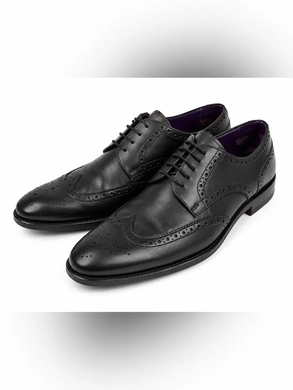 Ted Baker London Mens Black Leather Wingtip Oxford Dress Shoes Brogue US 9 EU 42